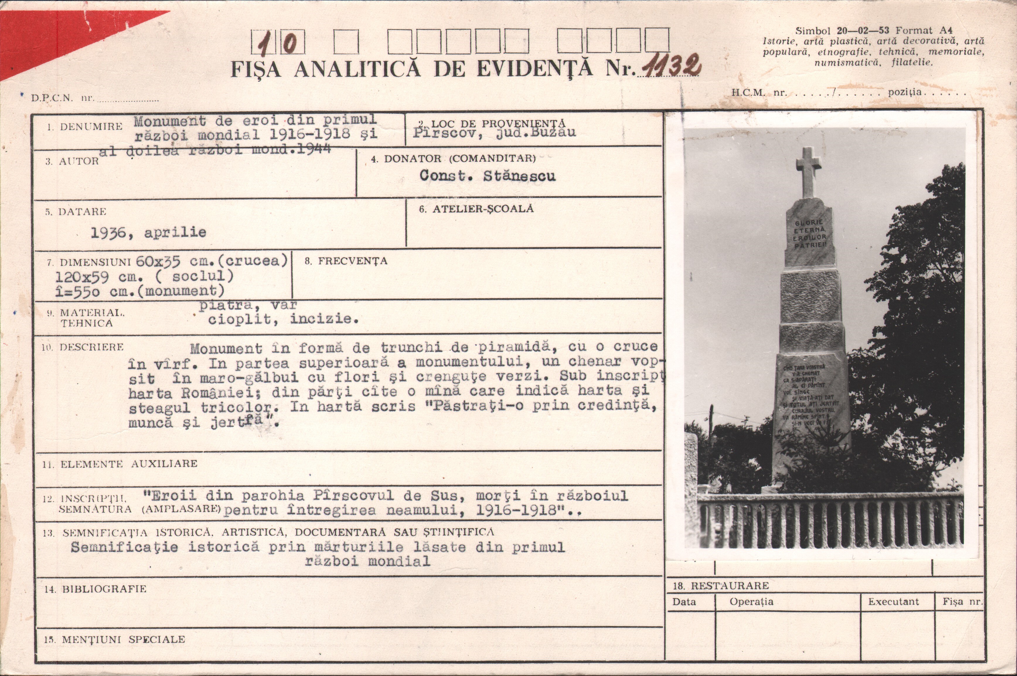 Monument de eroi din Primul Război Mondial 1916-1918 și Al Doilea Război Mondial 1944