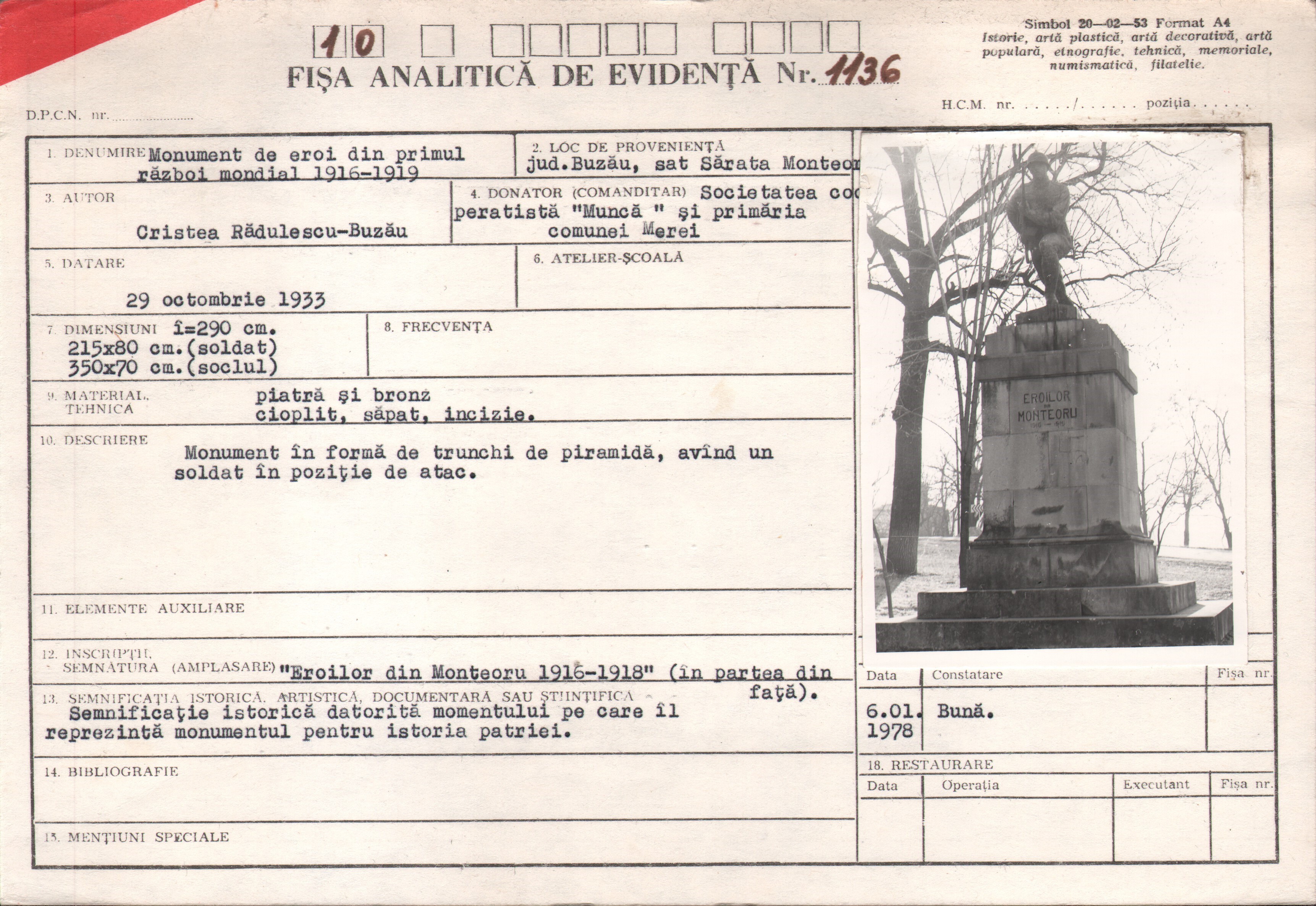 Monument de eroi din Primul Război Mondial 1916-1919