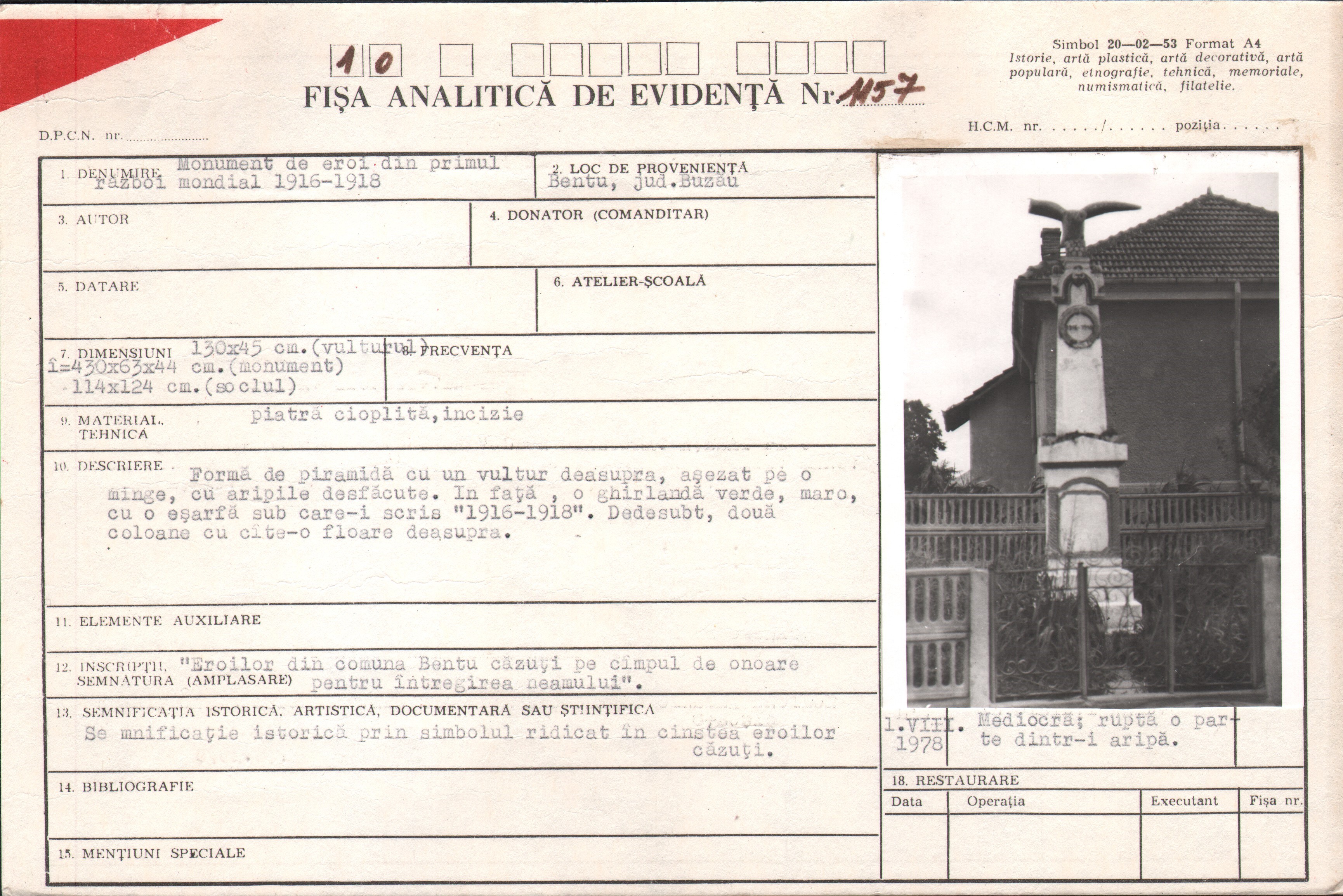 Monument de eroi din Primul Război Mondial 1916-1918