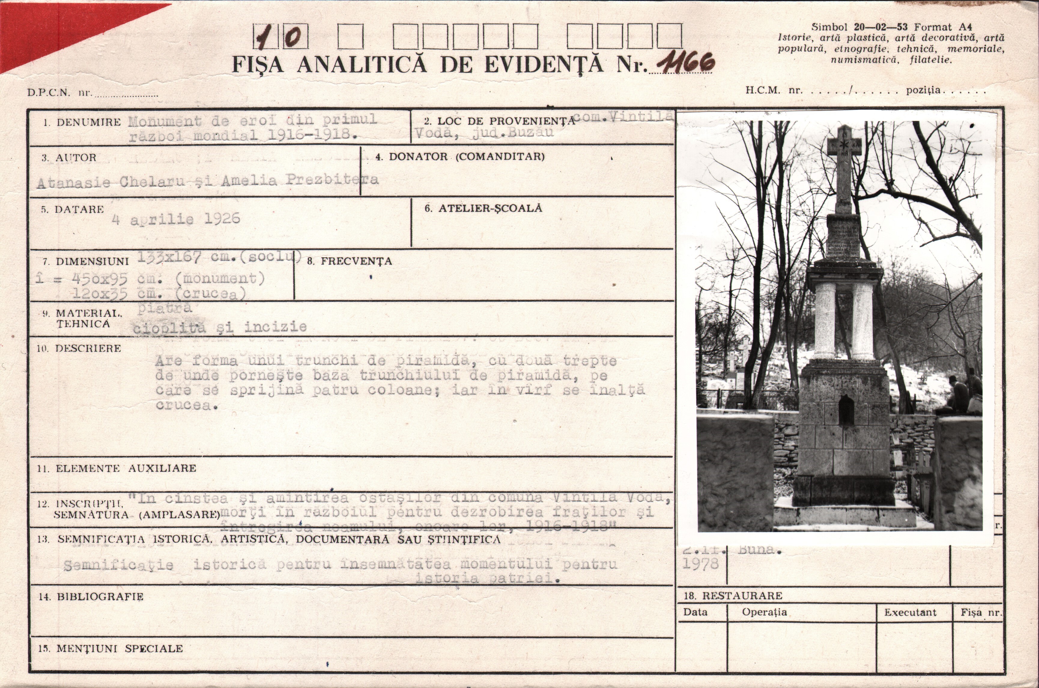 Monument de eroi din Primul Război Mondial 1916-1918