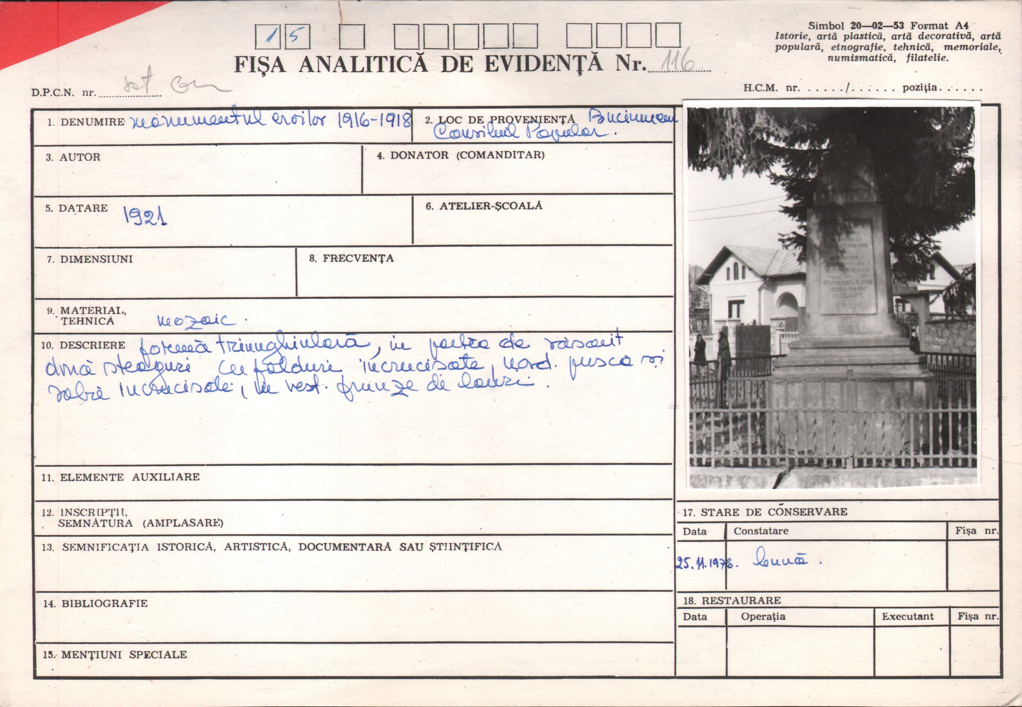 Monumentul eroilor 1916-1918