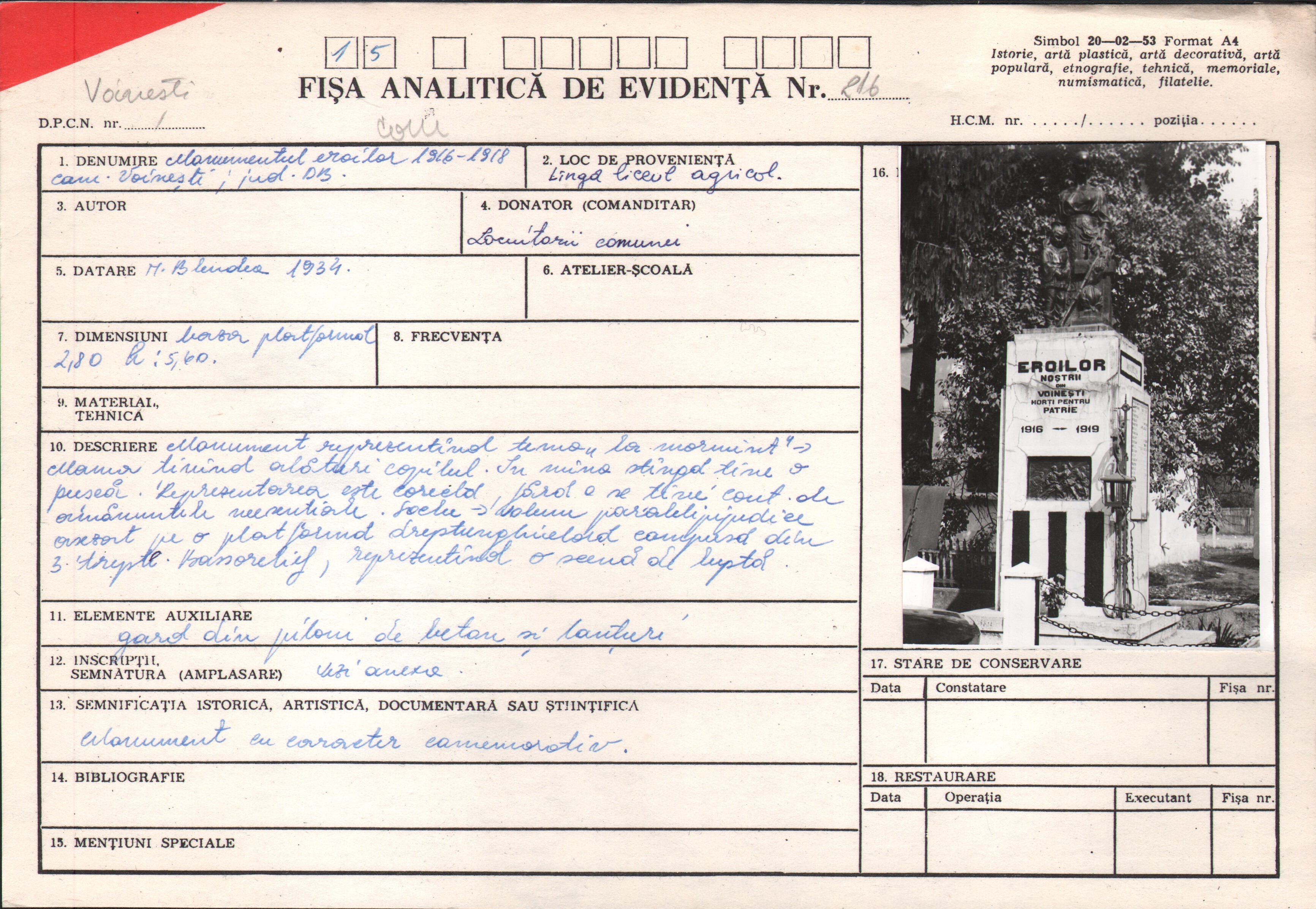 Monumentul eroilor 1916-1918