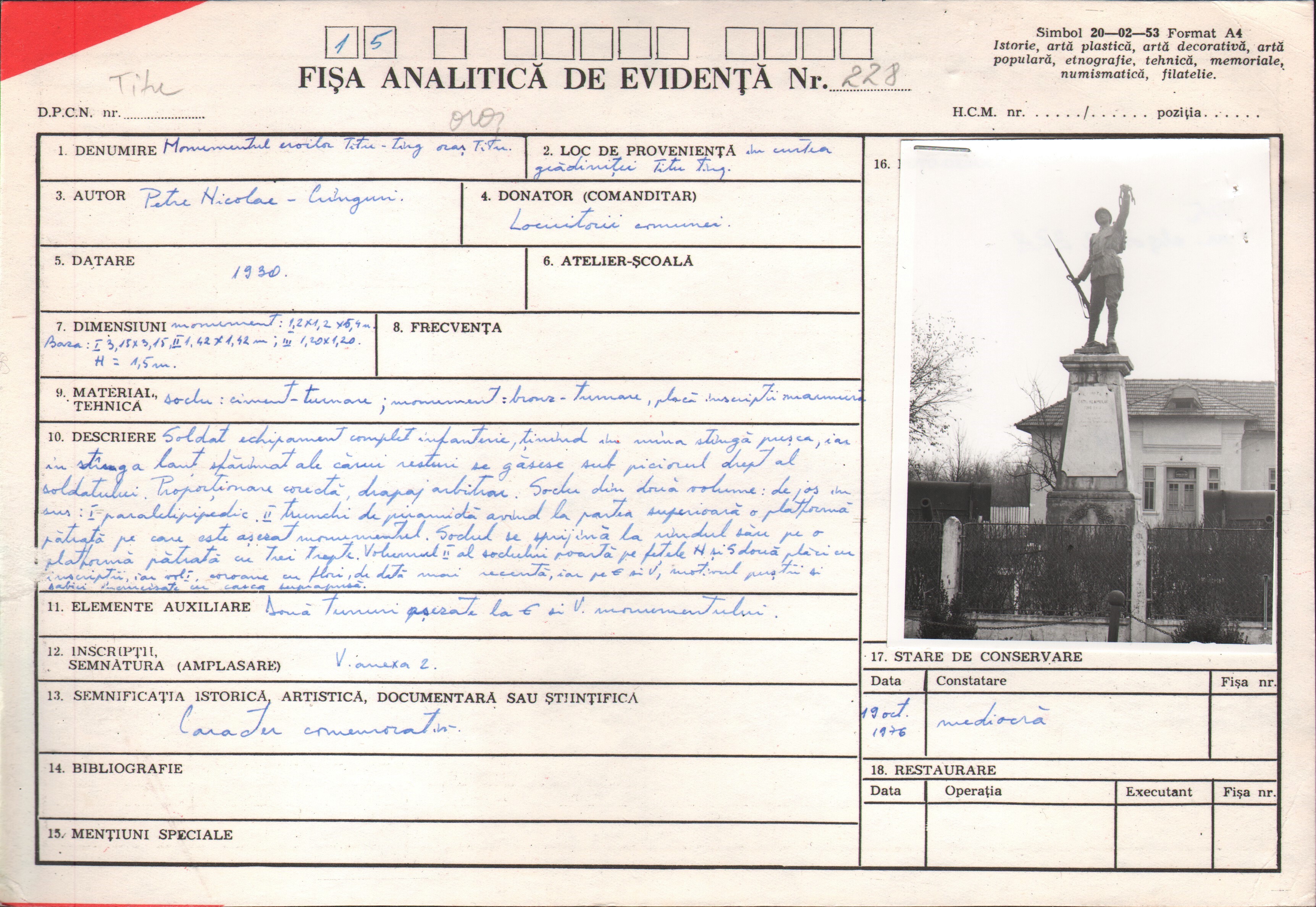 Monumentul eroilor din 1916-1919 din Titu
